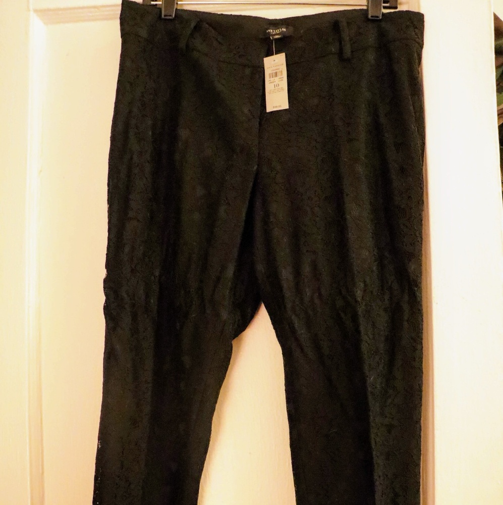 Ann Taylor lace-inlay slacks